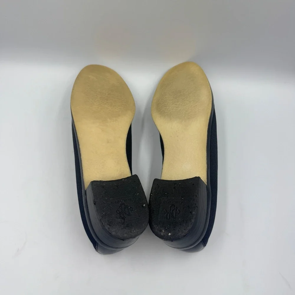 Donald J Pliner Black Stretch Crepe Loafers Low Heel Slip On Shoes 7M Spain 0087